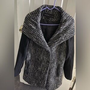 Elegant Black and White Cowl Neck Sweater
